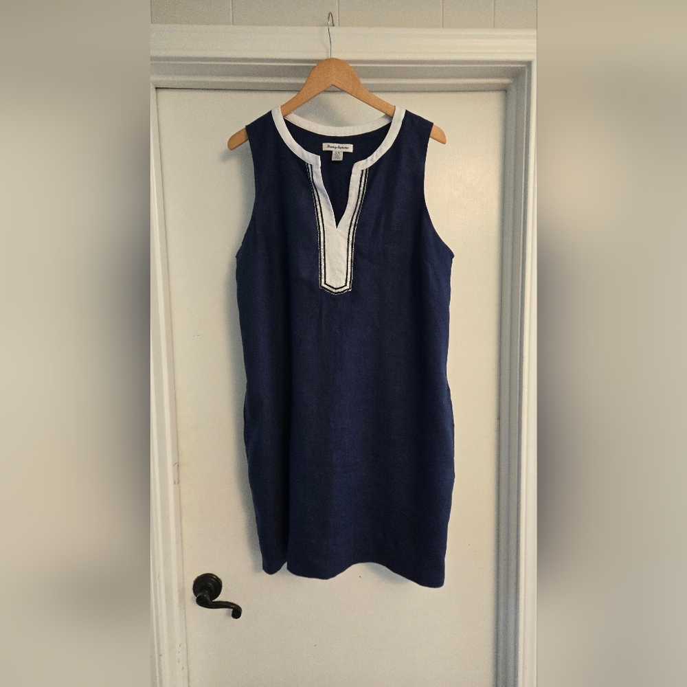 Tommy Bahama Linen Navy Tunic with White Accents